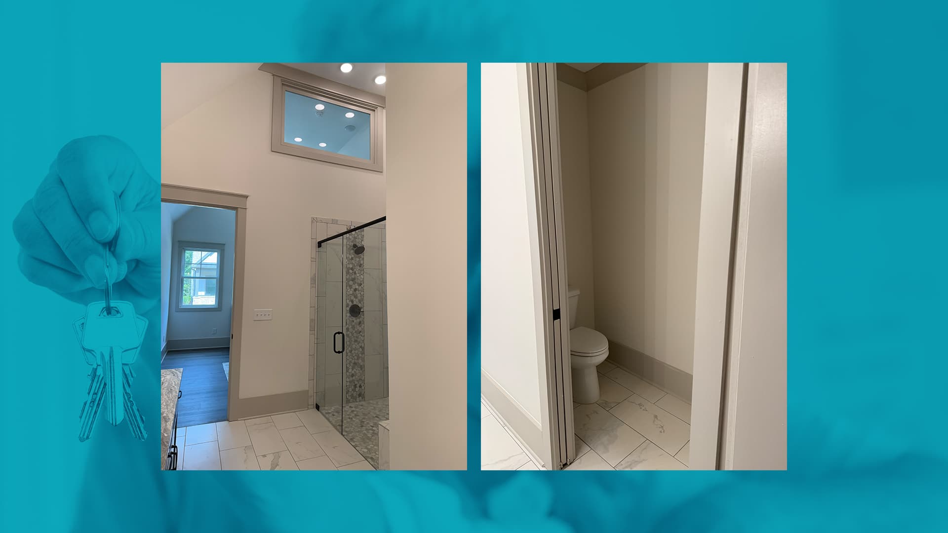 Accessible Shower with Marble Tile