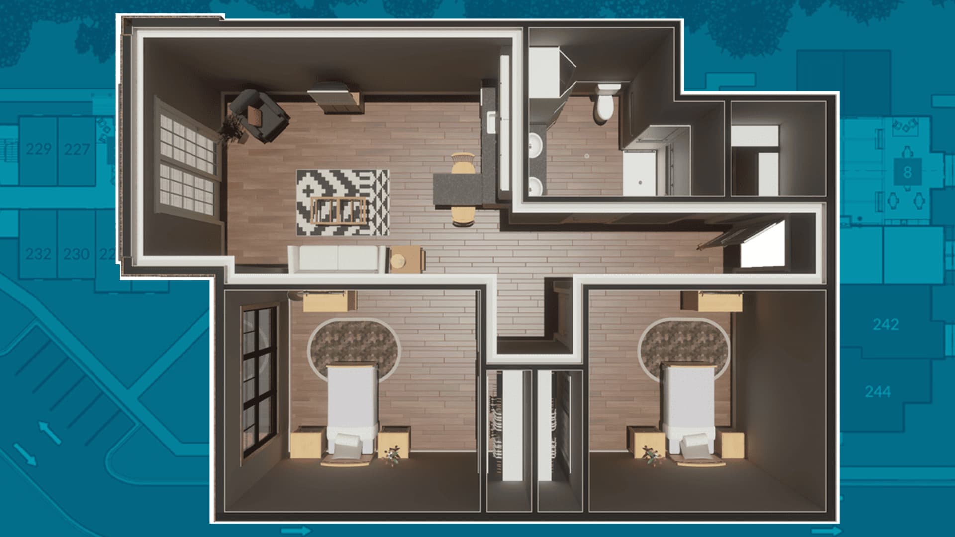 Two-Bedroom Suite Floor Plan